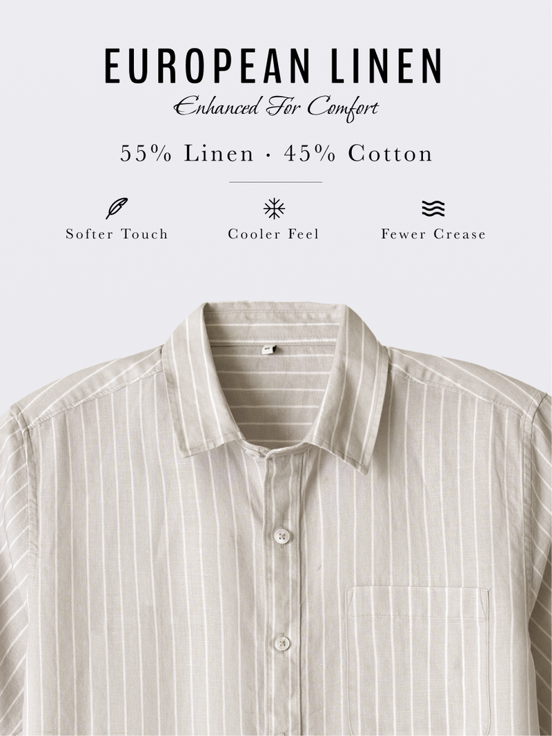 Linen Rich Silver Grey Pinstriped Shirt