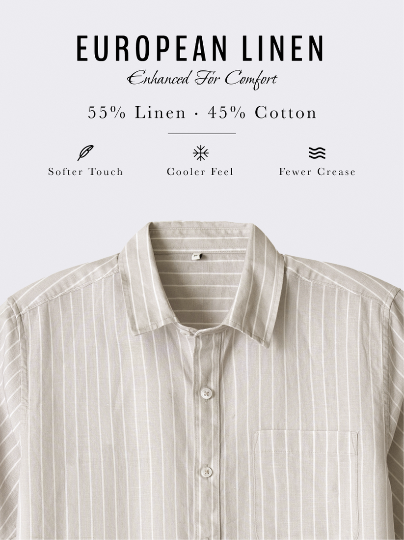 Linen Rich Silver Grey Pinstriped Shirt