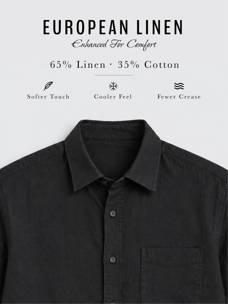 Cotton Linen Black Shirt