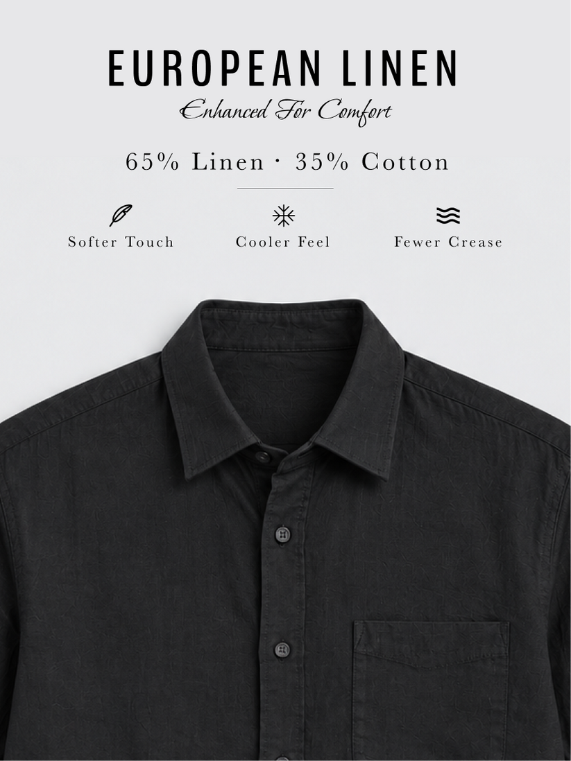 Cotton Linen Black Shirt