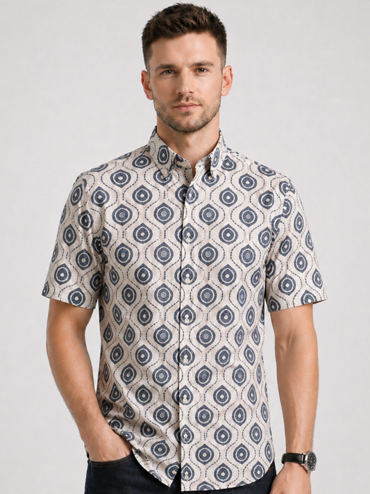 Geometric Ivory Print Shirt