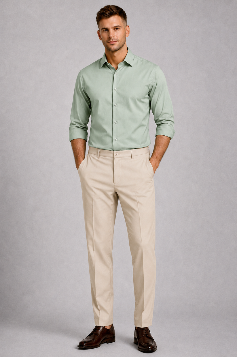 Slim Fit Sage Green Luxe Stretch Shirt
