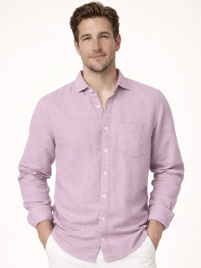 Linen Rich Dawn Pink Shirt