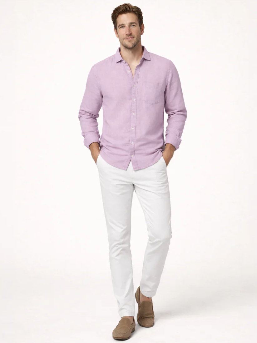 Linen Rich Dawn Pink Shirt