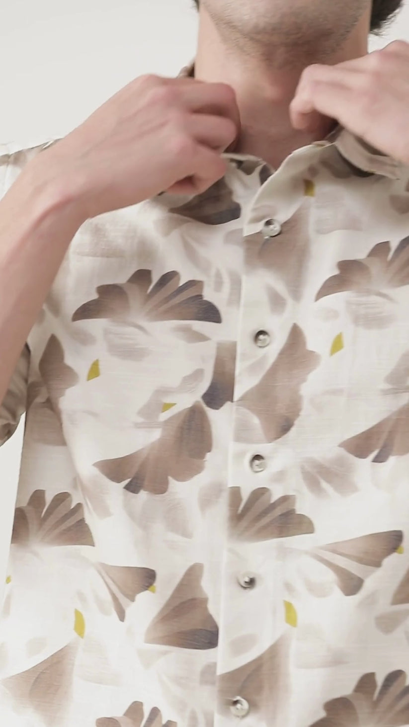 Regular Fit Brown Print Shirt