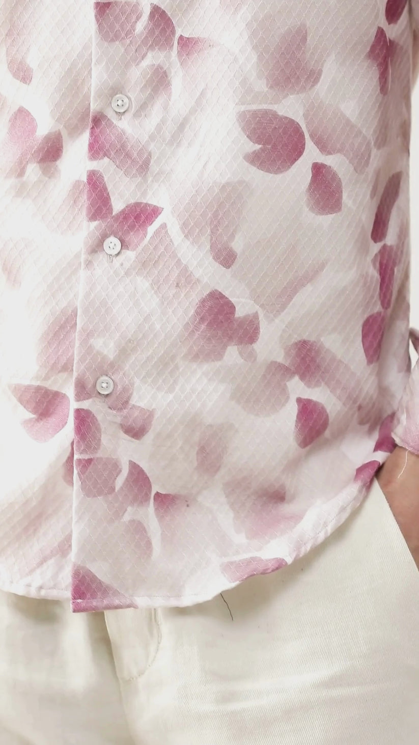 Regular Fit Dusty Pink Print Shirt