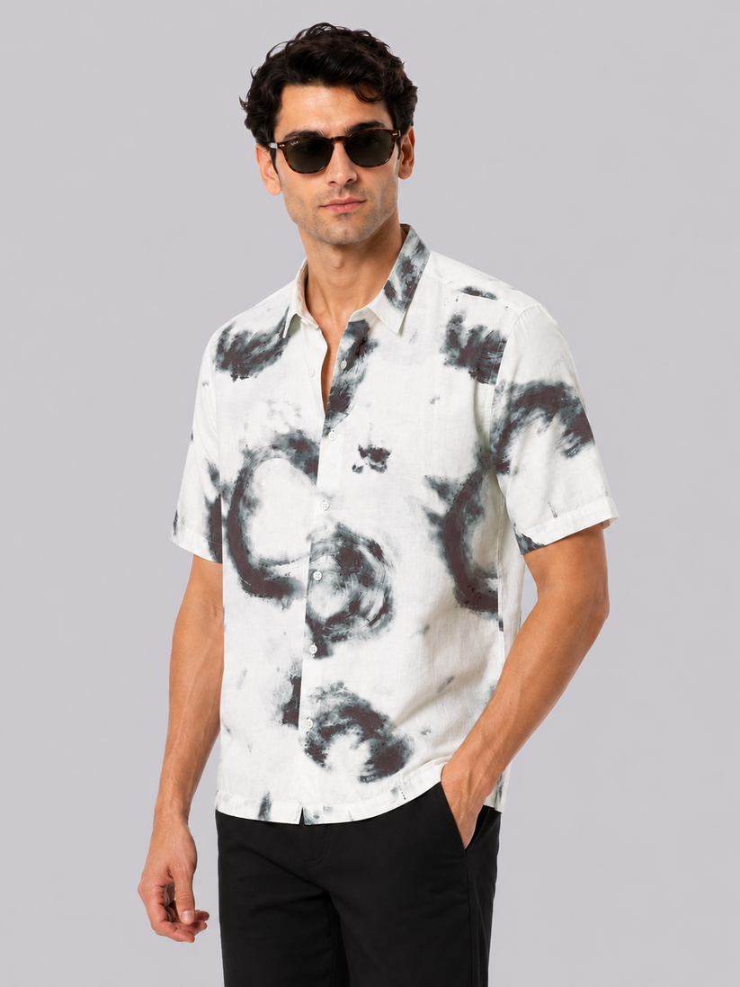 Crinkled Stormwater Print Shirt