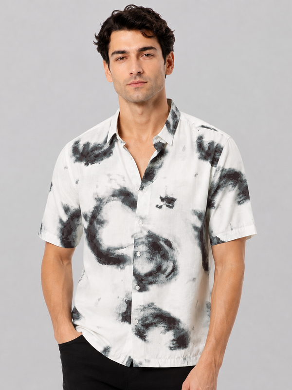 Crinkled Stormwater Print Shirt